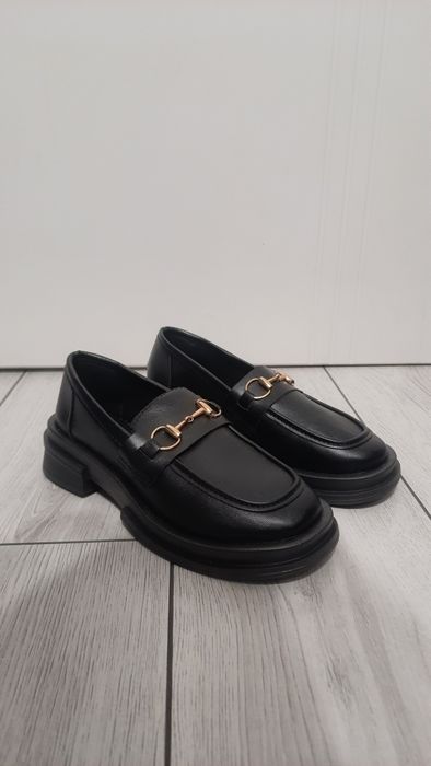 Czarne eleganckie loafersy/półbuty