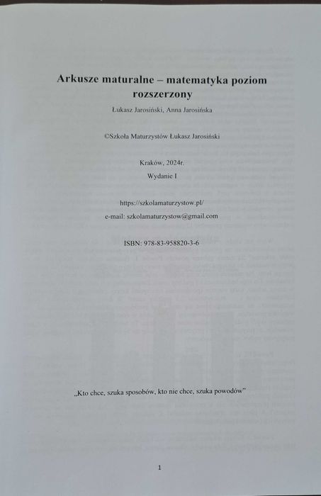 Arkusze Maturalne Matematyka, Jarosiński, poziom rozszerzony 2025