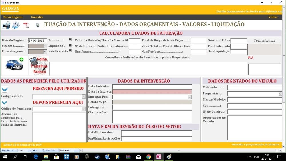 Base de Dados para Oficina de mecânica auto.