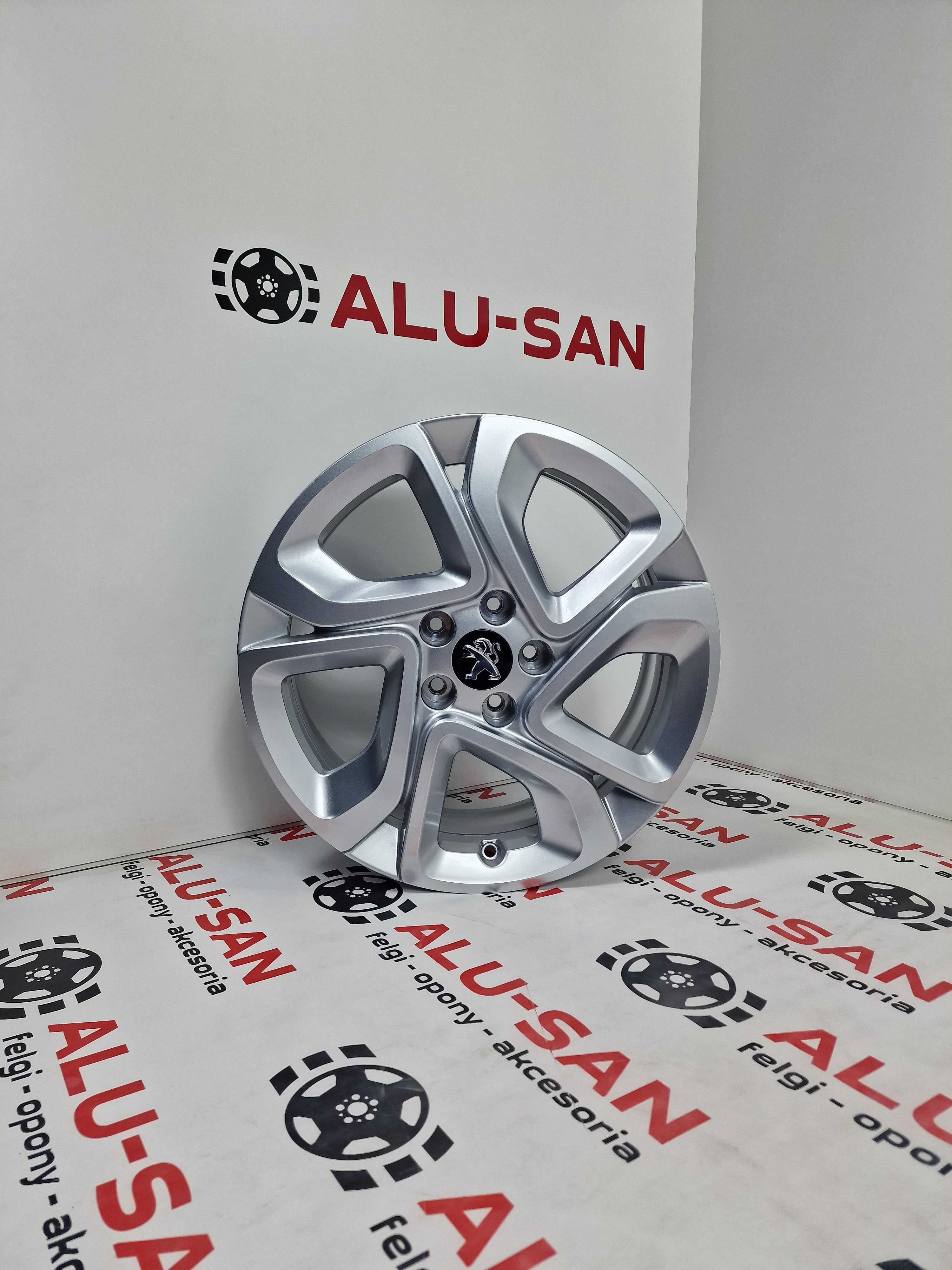 NOWE alufelgi PEUGEOT 17" 5x108:308,407,508,5008,605Srebrne Stare logo