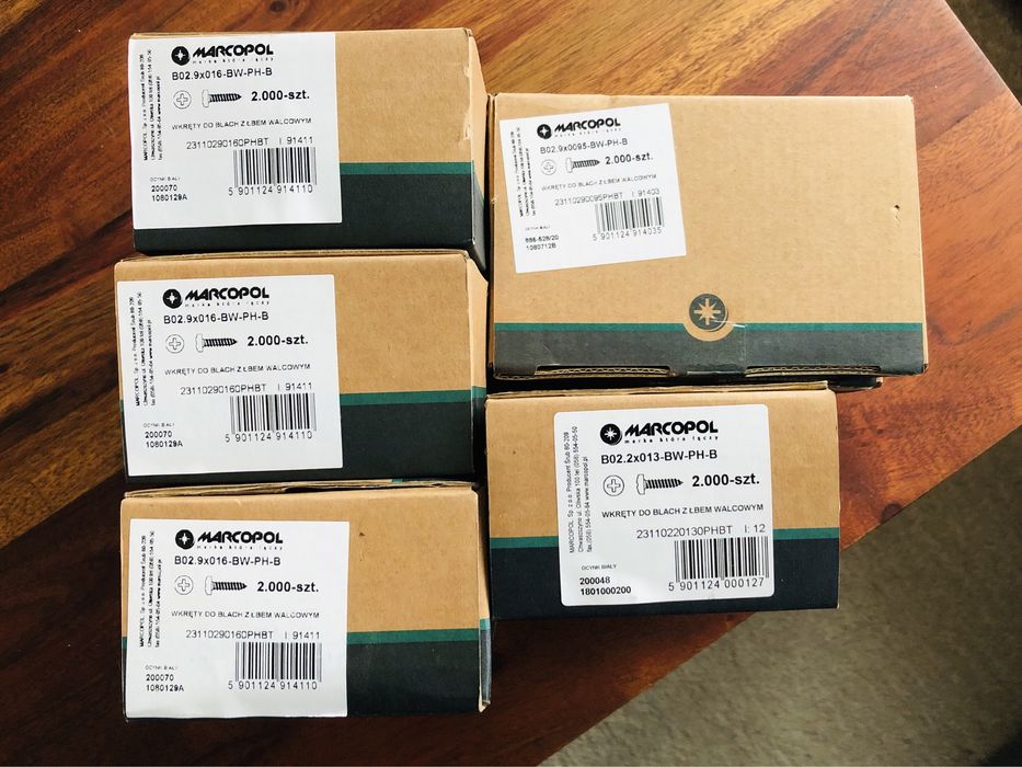 Wkręty do blach z łbem walcowanym 2,9x016, 2,9x095