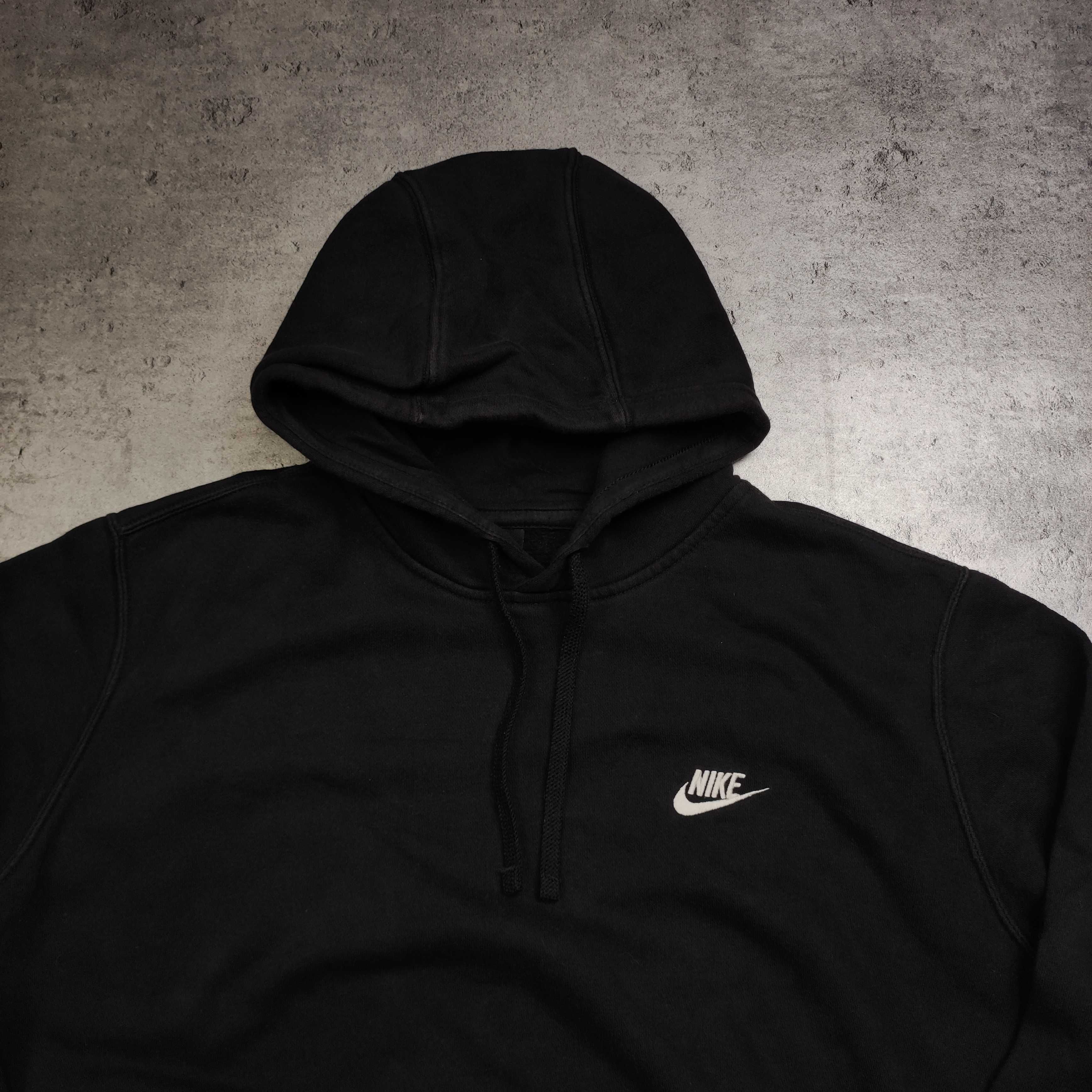 MĘSKA Bluza z Kapturem Hoodie Czarna Nike Bawełna Swoosh Klasyk Sport