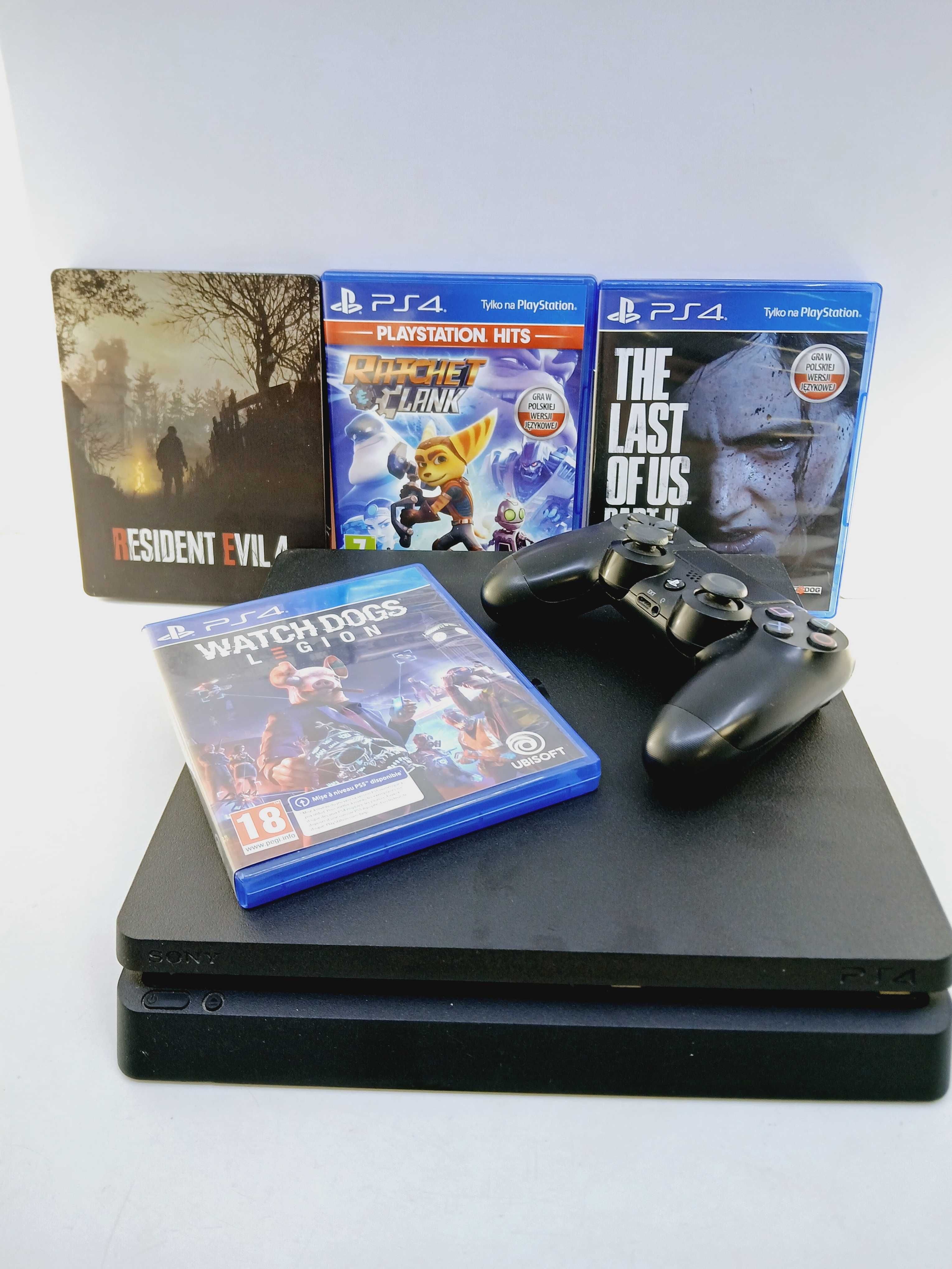 Konsola ps4 slim 1tb + pad + 4 gry