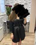 Жіночий чорний атласний халат