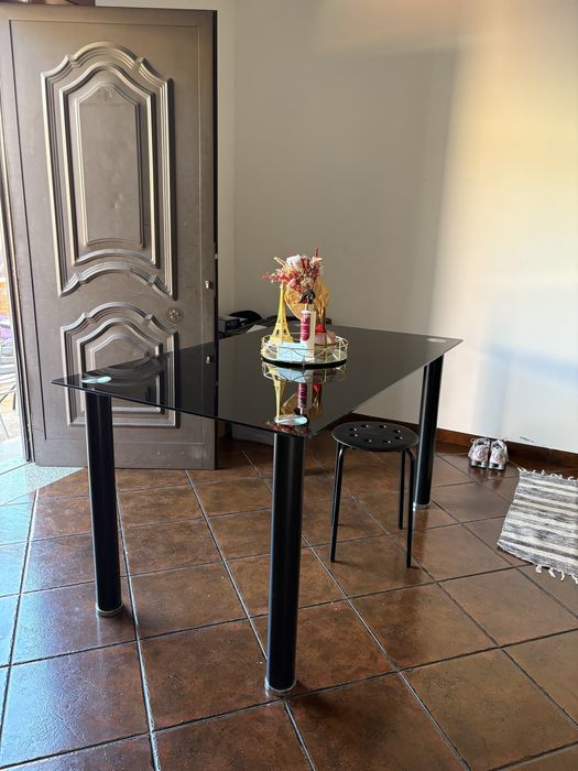 Mesa de Jantar Preta de vidro temperado