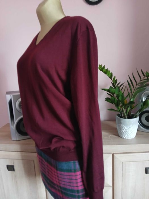 Joop elegancki Sweter r.XL 100% schurwolle,bordowy·