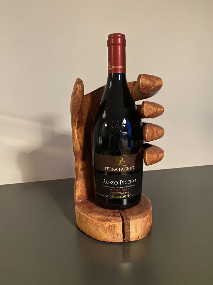 Stojak na wino / butelkę ręka drewniana sztuka