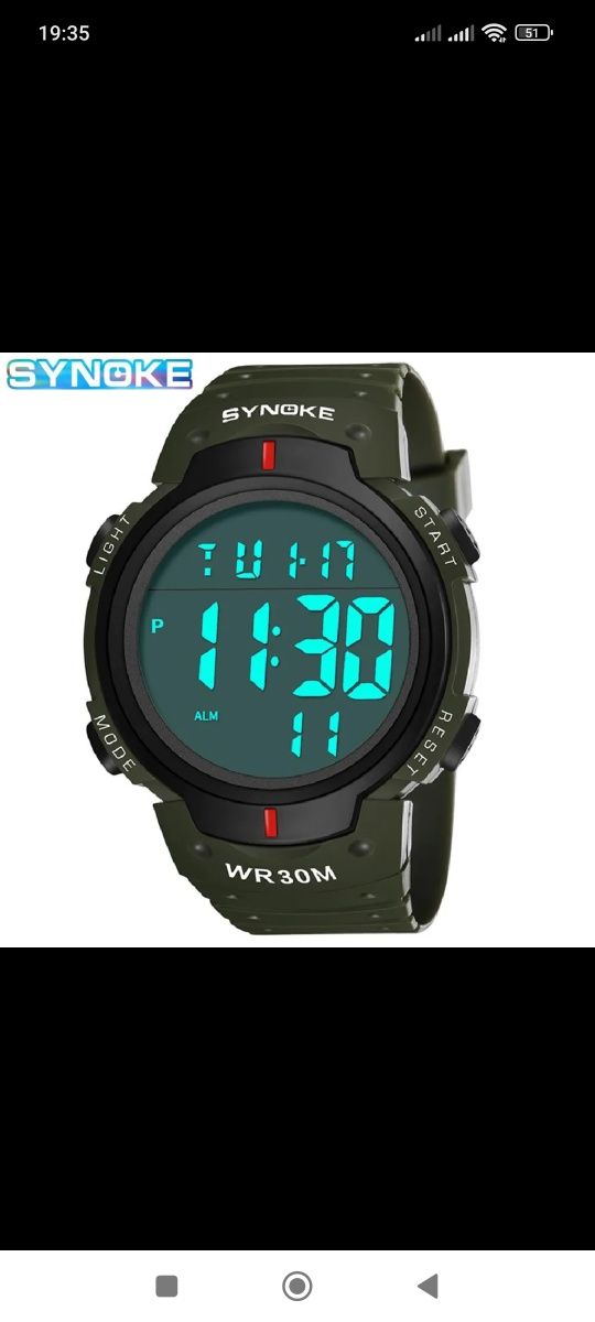 Часы наручные Synoke waterproof 30m green