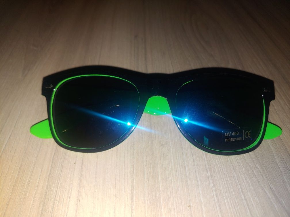 Okulary przeciwsłoneczne unisex zielono-czarne filtr UV 400 nowe