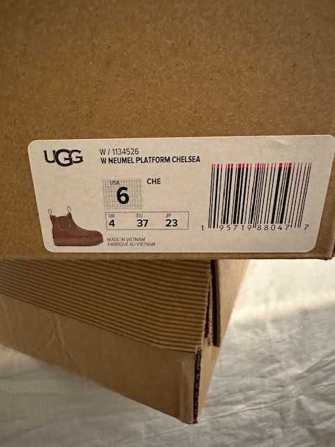 Botas plataforma Chelsea UGG, mini, camel, n.º 36