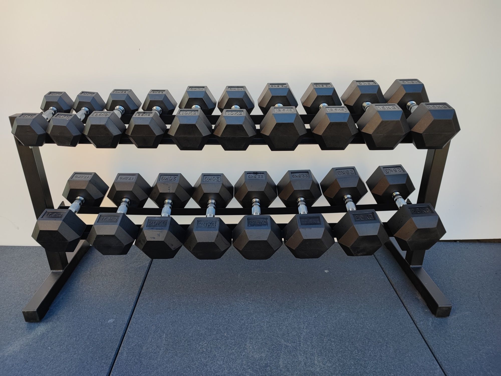 Zestaw hantli Hex od 2.5 kg.do 25 kg. ze stojakiem