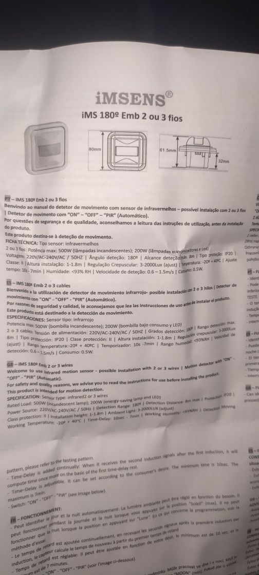 Sensor de movimento com sensor infravermelhos