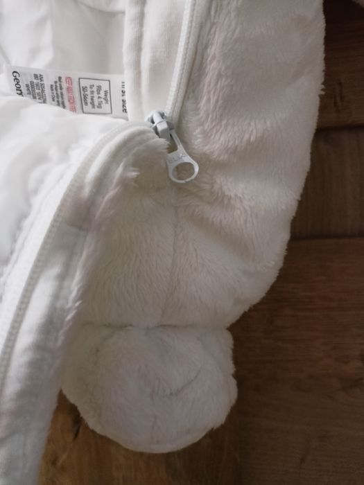 Kombinezon 50 56 dla noworodka 62 biały miś zimowy z uszami chrzest