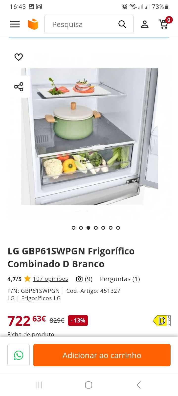 Frigorifico combinado LG novo embalado