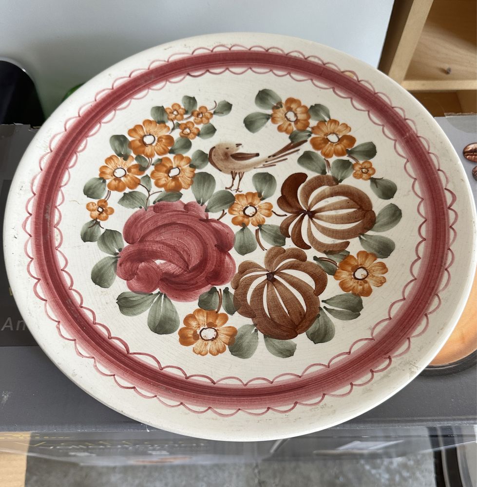 Duży TALERZ WŁOCŁAWEK 30 cm RĘCZNIE malowany do powieszenia na ścianie