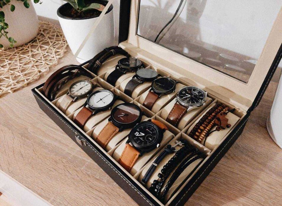 Pudełko na Zegarki 12 szt. Etui Organizer Elegancka Szkatułka
