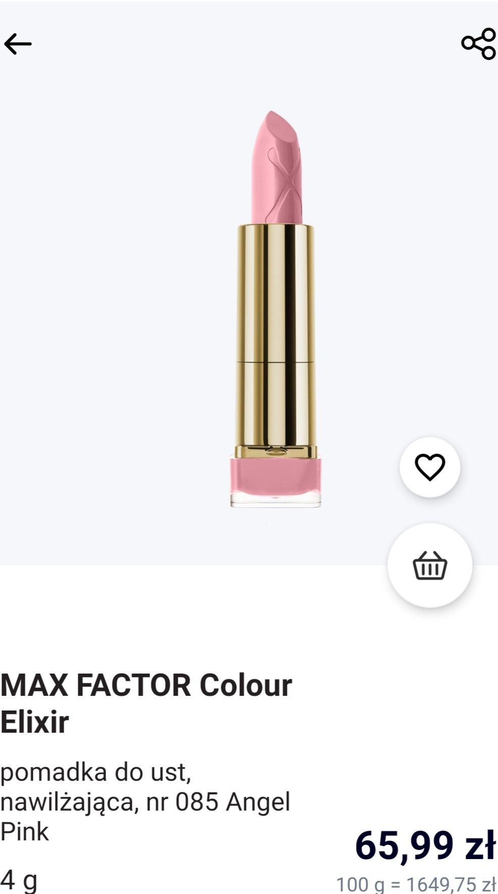 Pomadka Max Factor Colour Elixir w odcieniu Angel Pink 085