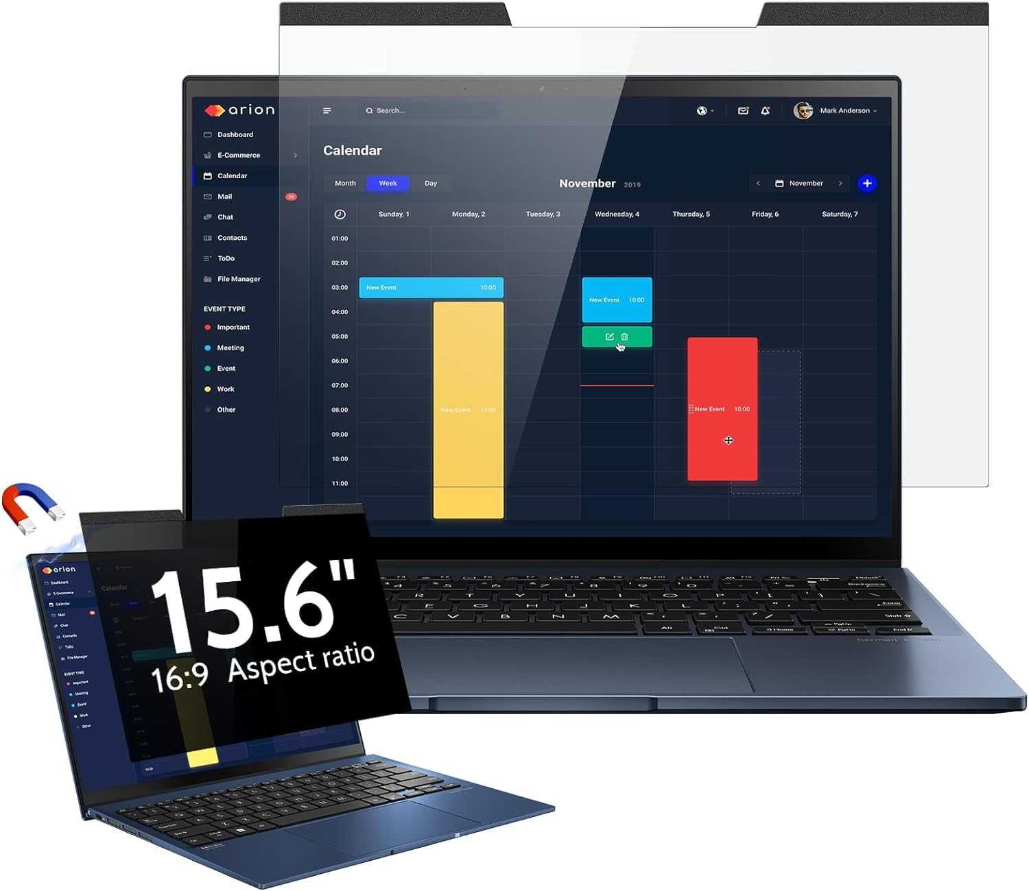 Magnetyczna ochrona przed wzrokiem na laptopa o przekątnej ekranu15,6"