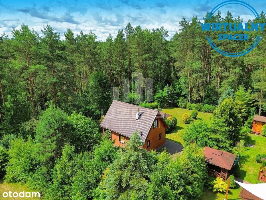 Dom otulony lasem, jezioro, Bory Tucholskie