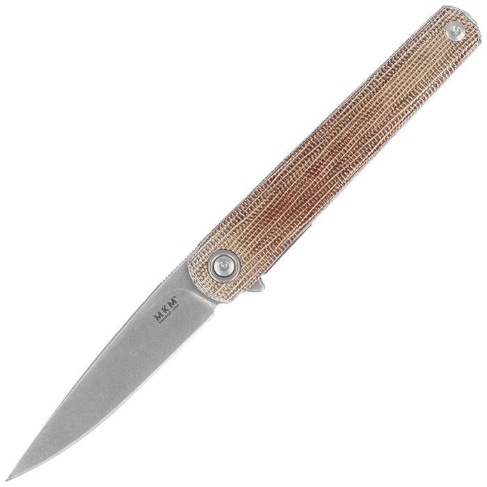 Nóż składany MKM Flame Light Drop Point Natural Canvas Micarta,