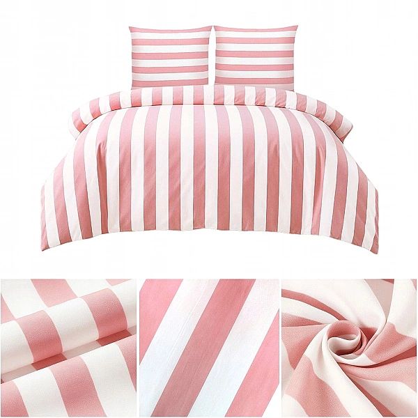 Pościel 220x200 MIKROFIBRA poszewki 70x80 KOMPLET Eusebia Home W PASY