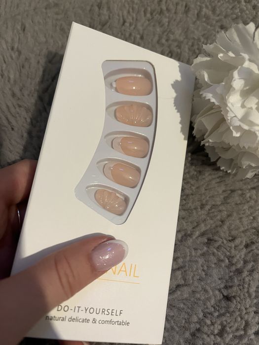 press on nails paznockie french jasne dziewczęce sztuczne