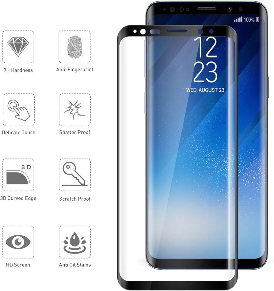 Szkło Samsung Galaxy S8, Tentoki 9H, cały ekran, zakrzywione krawędzie