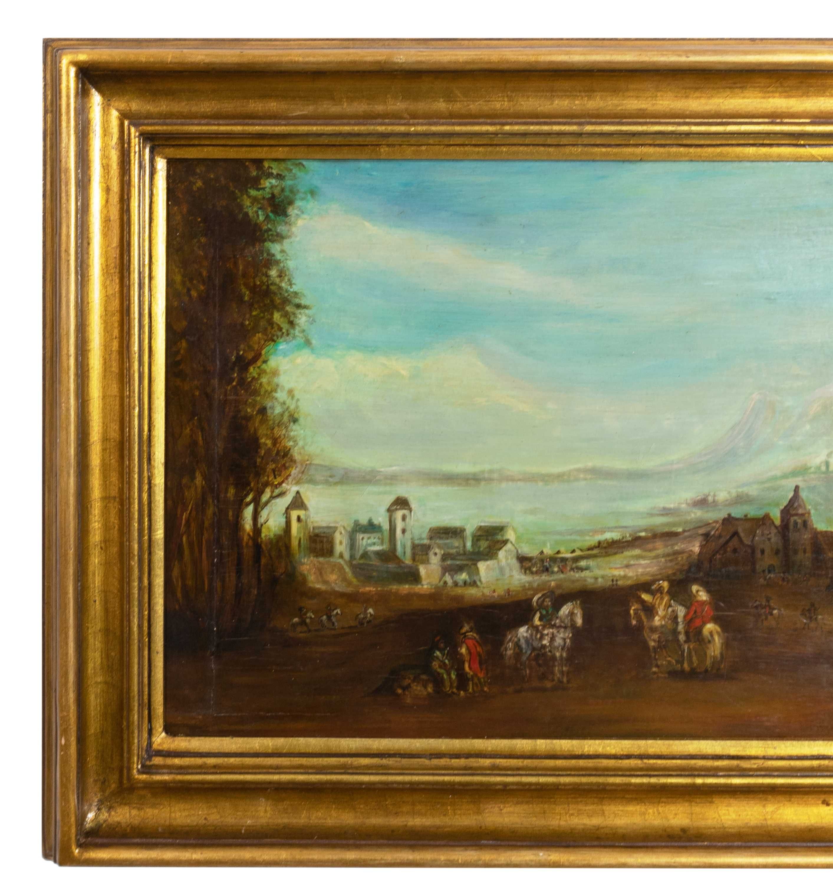 Pintura paisagem cavaleiros | século XIX