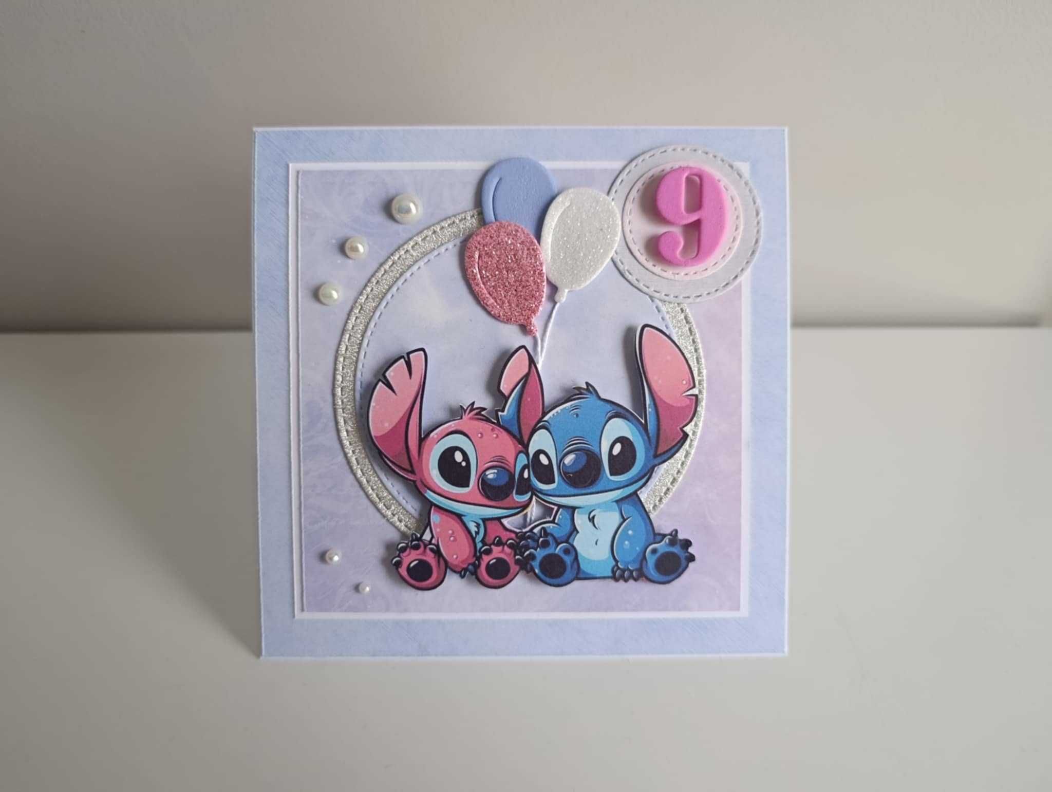Kartka ręcznie robiona Stich i Angel