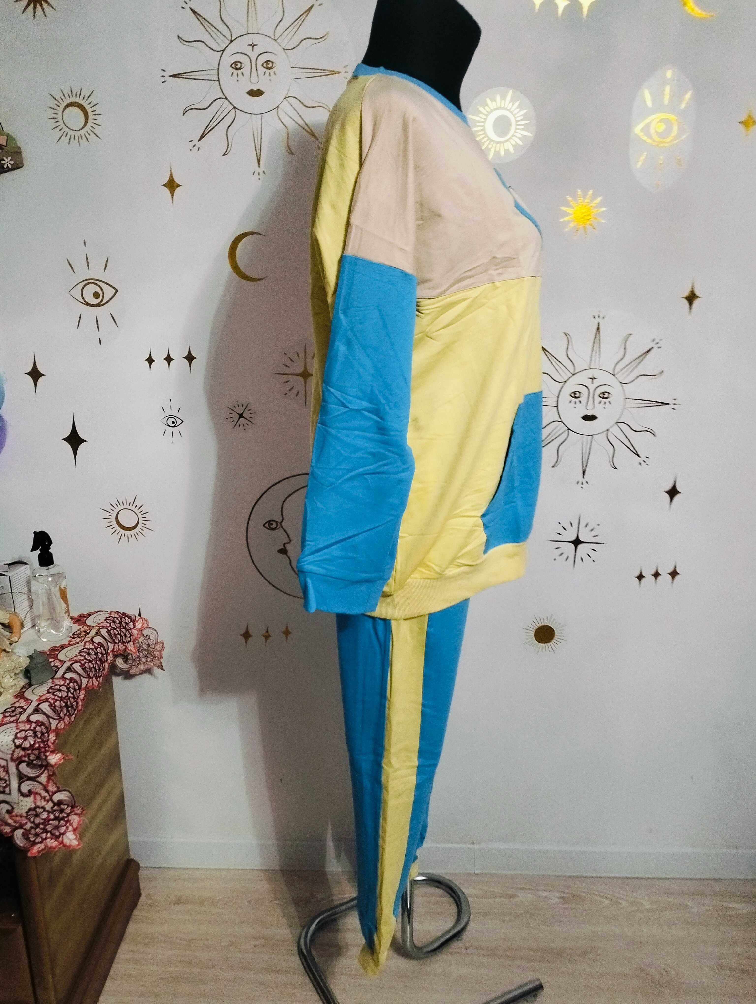Wikiland 44 2XL Dres KOLOROWY pastelowy Diament Bluza +spodnie