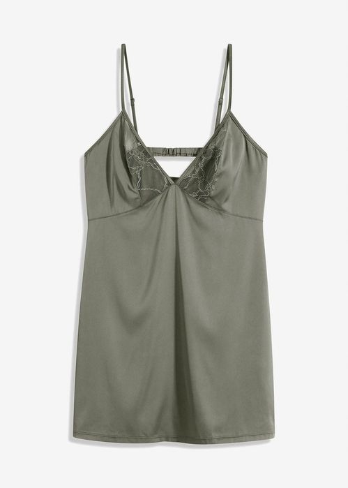 B.P.C koszula nocna z koronką satynowa khaki 48/50.