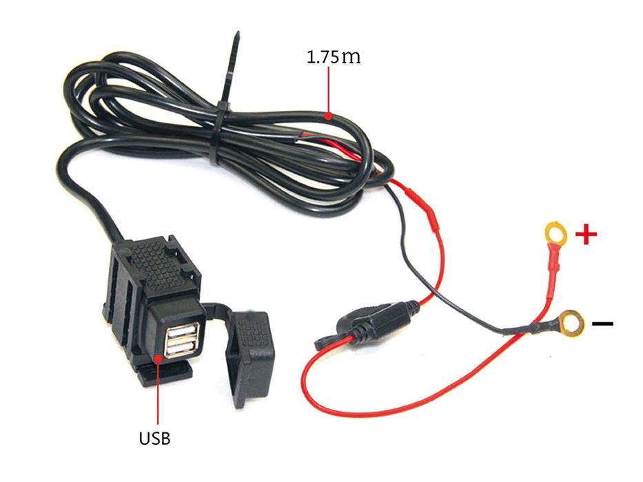 Carregador USB Telemóveis, GPS, MP4 para motos, 2 portas USB