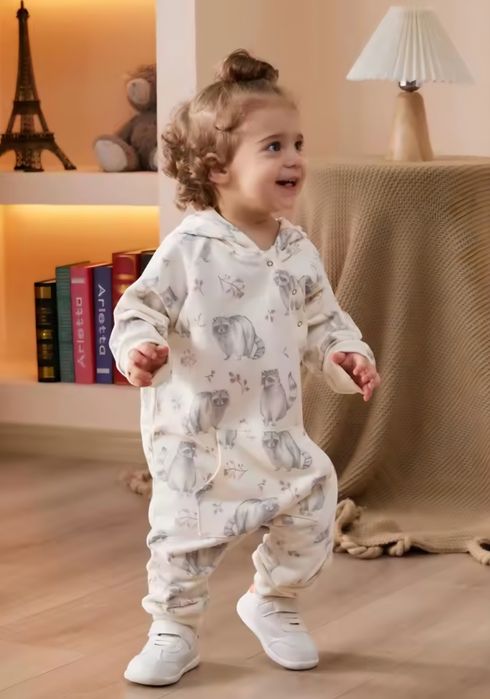 Бавовняний комбінезон з капюшоном