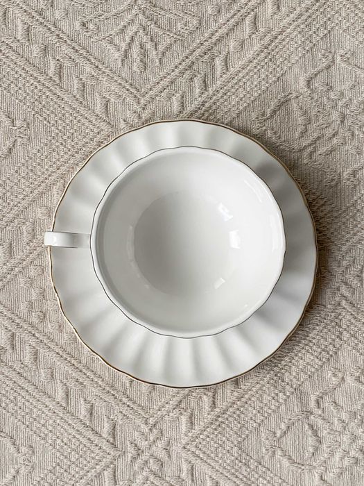 home&you filiżanka ze spodkiem Morelli porcelana biała 180 ml