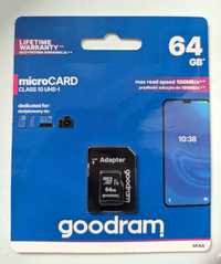 Карта памяти Goodram microSD 64GB class 10 + adapter
