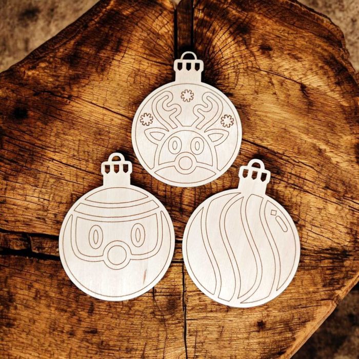 Zestaw Drewnianych Bombek, Baniek Do Malowania, OZDOBY ŚWIĄTECZNE, DIY