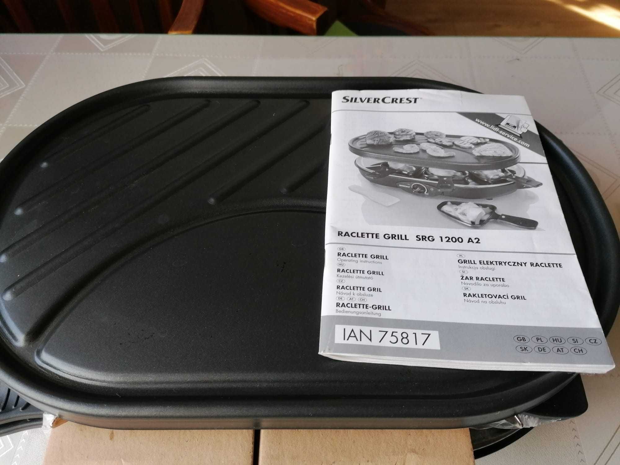 Grill elektryczny z zestawem do raclette 1200W, opakowanie, instrukcja