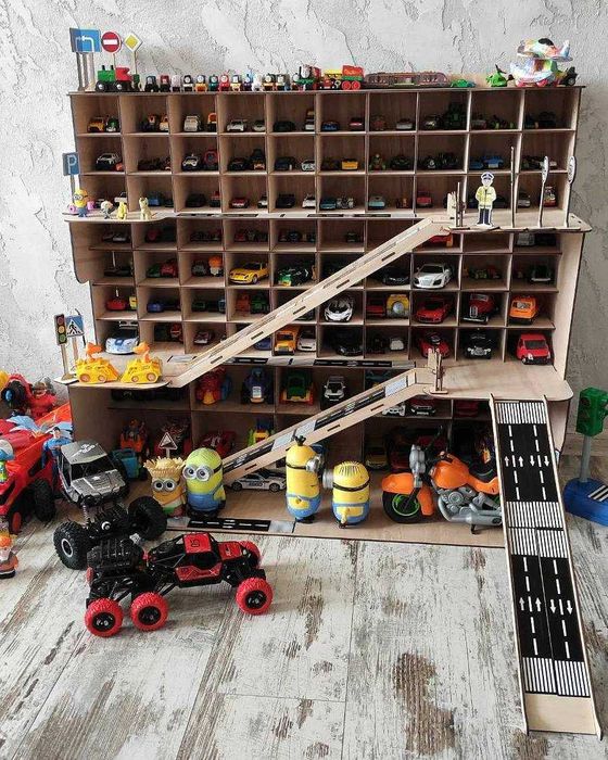 Детская парковка для машинок из дерева, Гараж,Парковка дитяча kinsmart