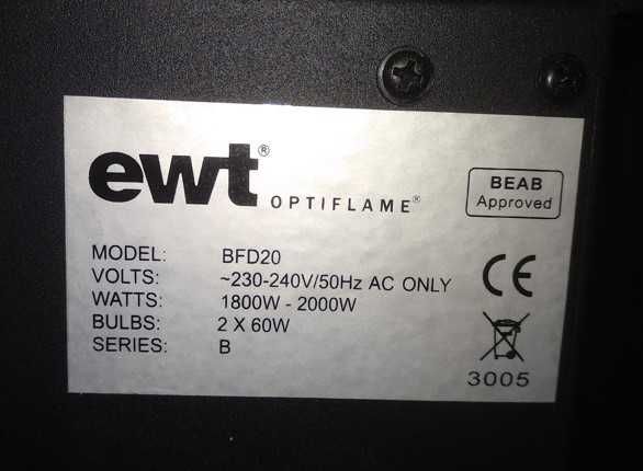 Aquecedor lareira elétrica - EWT Optiflame BFD20