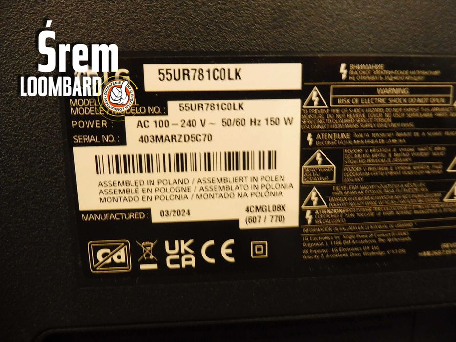 Telewizor LG 55UR781C0LK 55 Cali + Pilot, Smart TV, Dekoder