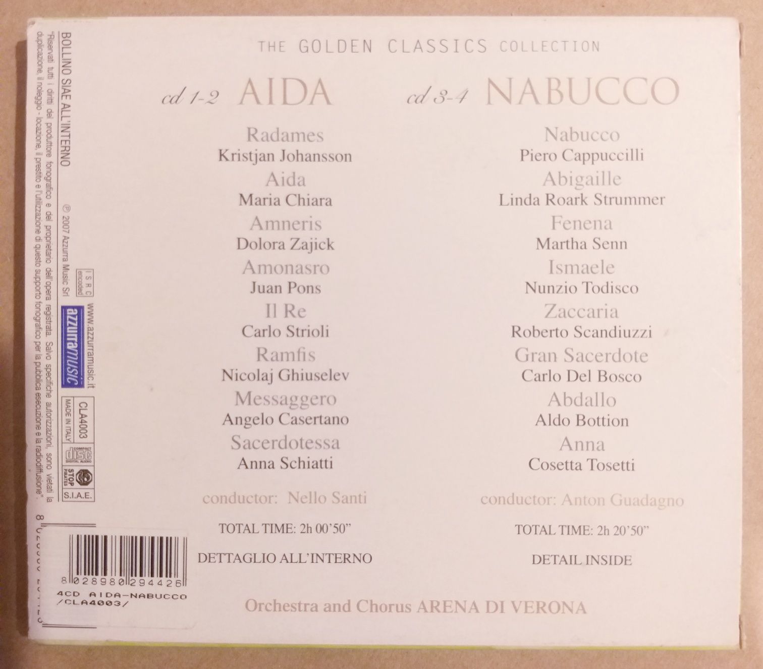 Aida Nabucco The Golden Classic Collection 4CD 2007r