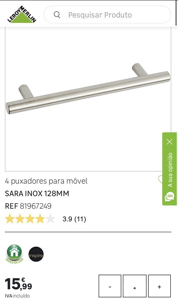 armário cozinha puxadores inox 128mm semi-novos (16 total)