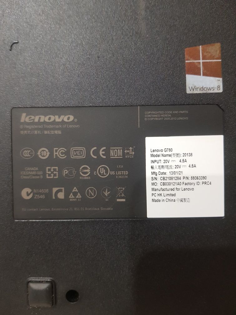 Ноутбук Lenovo G780 17.3 Intel core i5, 8gb/256ssd