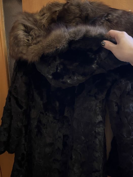 Шуба норкова (шматочки) з капюшоном