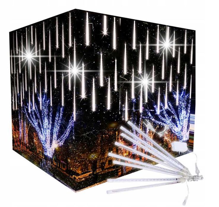 Kurtyna ruchome meteory spadający śnieg 8 szt sopli led biały zimny