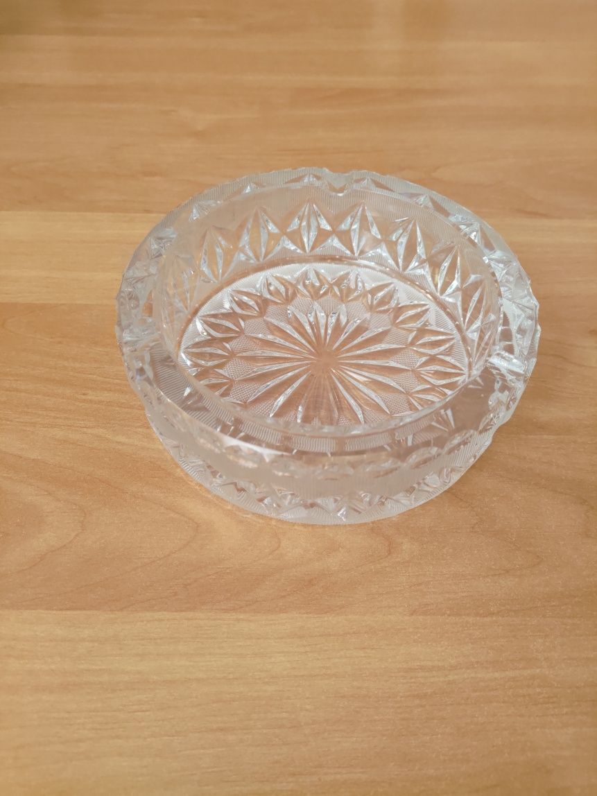 Popielniczka kryształowa PRL 16 cm szklana popielnica kryształ