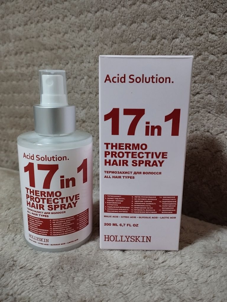 Термозахист HollySkin Acid Solution Thermo Protective Hair Spray 17 in