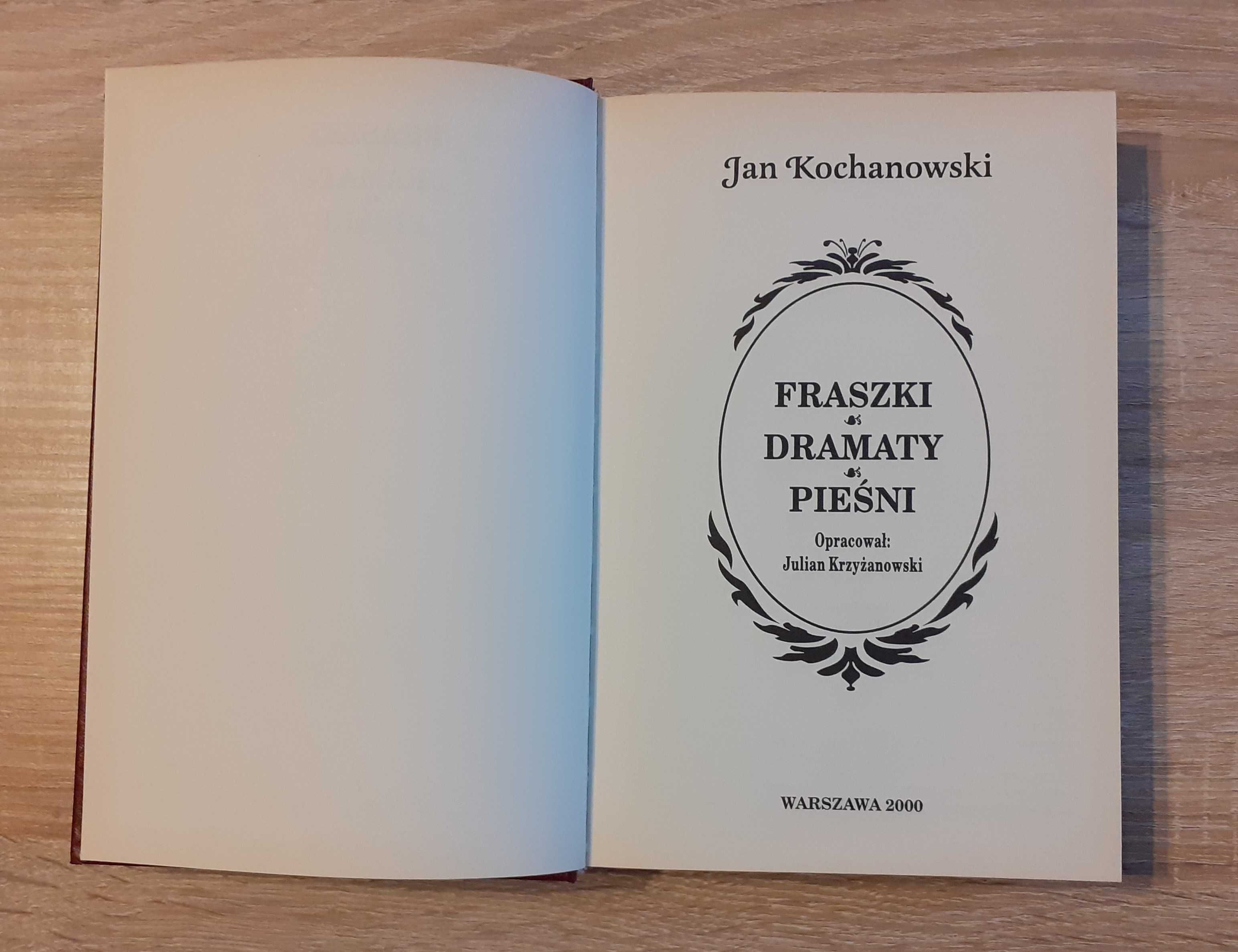 Książka Jan Kochanowski Fraszki Dramaty Pieśni 2000 rok