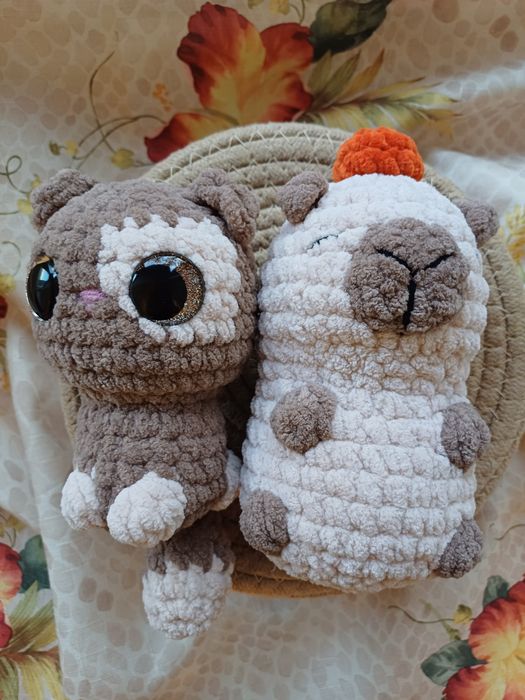В'язаний котик, капібара, м'яка іграшка, Alize, пряжа