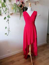 Asymetryczna czerwona sukienka wieczorowa/weselna/elegancka